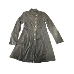 CABI Women's Size M Charcoal Gray Military Button Front Fit & Flare Knit Coat
